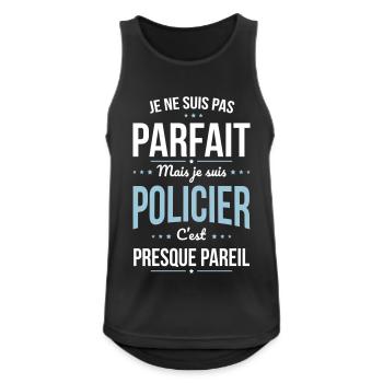 Je ne suis pas parfait mais je suis policier - Débardeur respirant Homme - noir - Devant - Nick (188cm)