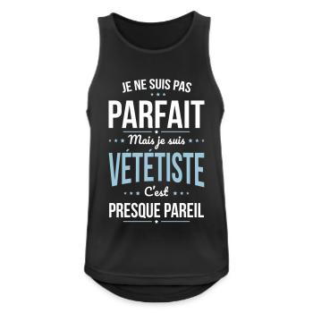 Je ne suis pas parfait mais je suis vététiste - Débardeur respirant Homme - noir - Devant - Nick (188cm)