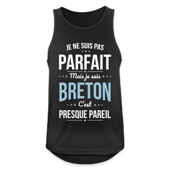 Je ne suis pas parfait mais je suis Breton - Débardeur respirant Homme - noir - Devant - Nick (188cm)