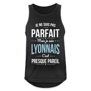 Je ne suis pas parfait mais je suis Lyonnais - Débardeur respirant Homme - noir - Devant - Nick (188cm)