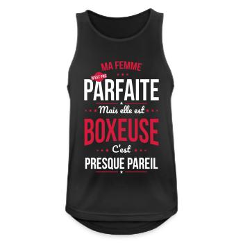 Ma femme n'est pas parfaite mais elle est boxeuse - Débardeur respirant Homme - noir - Devant - Nick (188cm)