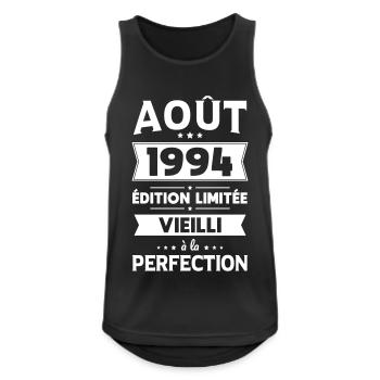 Anniversaire 30 ans - Août 1994 Perfection - Débardeur respirant Homme - noir - Devant - Nick (188cm)