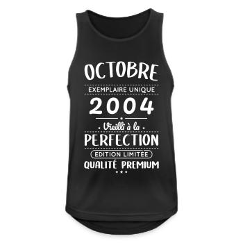 Anniversaire 20 ans - Octobre 2004 Perfection - Débardeur respirant Homme - noir - Devant - Nick (188cm)