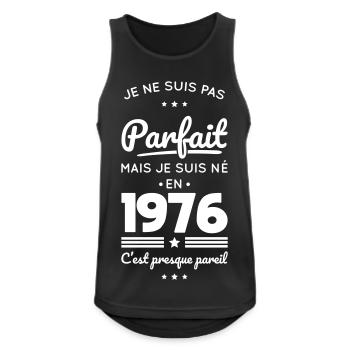 Né en 1976 – Pas parfait mais presque - Débardeur respirant Homme - noir - Devant - Nick (188cm)