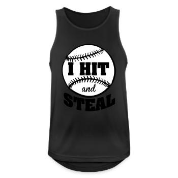 I hit and steal - Baseball - Männer Tank Top atmungsaktiv - Schwarz - Vorne - Nick (188cm)