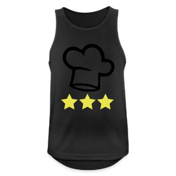 Chapeau de chef cuisinier 3 étoiles - Débardeur respirant Homme - noir - Devant - Nick (188cm)