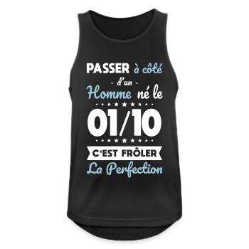 Anniversaire - Né 1er Octobre Frôler perfection - Débardeur respirant Homme - noir - Devant - Nick (188cm)