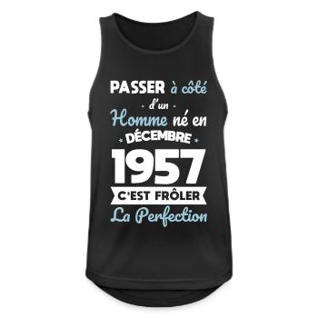 Anniversaire 65 ans - Né en Décembre 1957 - Débardeur respirant Homme - noir - Devant - Nick (188cm)