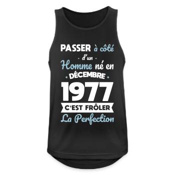 Anniversaire 45 ans - Né en Décembre 1977 - Débardeur respirant Homme - noir - Devant - Nick (188cm)