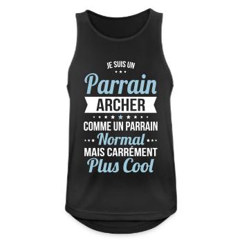 Parrain archer comme parrain normal plus cool - Débardeur respirant Homme - noir - Devant - Nick (188cm)
