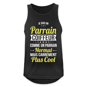 Parrain coiffeur comme parrain normal plus cool - Débardeur respirant Homme - noir - Devant - Nick (188cm)
