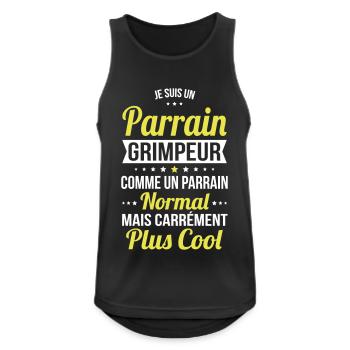 Parrain grimpeur comme un parrain normal plus cool - Débardeur respirant Homme - noir - Devant - Nick (188cm)