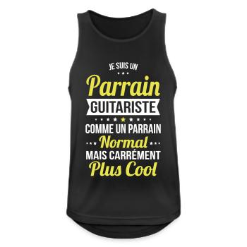 Parrain guitariste comme parrain normal plus cool - Débardeur respirant Homme - noir - Devant - Nick (188cm)