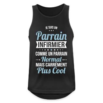 Parrain infirmier comme parrain normal plus cool - Débardeur respirant Homme - noir - Devant - Nick (188cm)