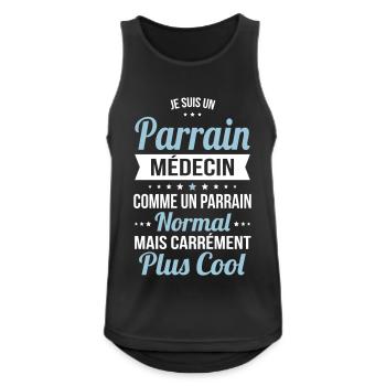 Parrain médecin comme un parrain normal plus cool - Débardeur respirant Homme - noir - Devant - Nick (188cm)
