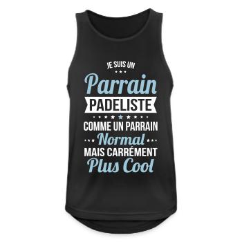 Parrain padeliste comme parrain normal plus cool - Débardeur respirant Homme - noir - Devant - Nick (188cm)