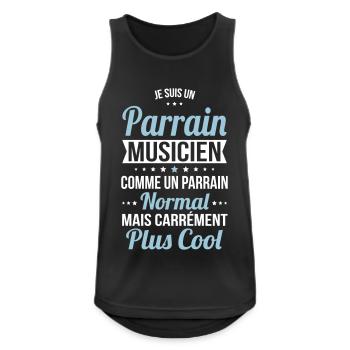 Parrain musicien comme parrain normal plus cool - Débardeur respirant Homme - noir - Devant - Nick (188cm)