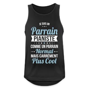 Parrain pianiste comme un parrain normal plus cool - Débardeur respirant Homme - noir - Devant - Nick (188cm)