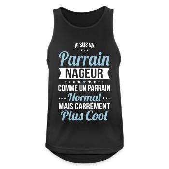 Parrain nageur comme un parrain normal plus cool - Débardeur respirant Homme - noir - Devant - Nick (188cm)