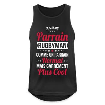 Parrain rugbyman comme un parrain normal plus cool - Débardeur respirant Homme - noir - Devant - Nick (188cm)