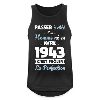 Anniversaire 81 ans - Né en Avril 1943 - Débardeur respirant Homme - noir - Devant - Nick (188cm)