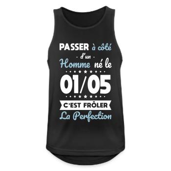 Anniversaire - Né le 1er Mai Frôler perfection - Débardeur respirant Homme - noir - Devant - Nick (188cm)