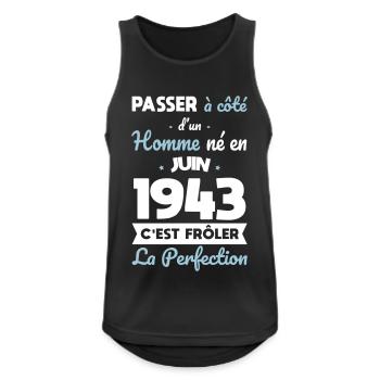 Anniversaire 81 ans - Né en Juin 1943 - Débardeur respirant Homme - noir - Devant - Nick (188cm)
