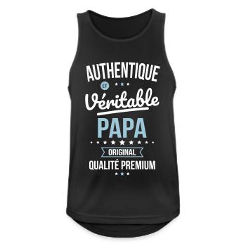 Authentique et véritable Papa - Fête des Pères - Débardeur respirant Homme - noir - Devant - Nick (188cm)