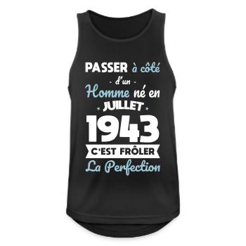 Anniversaire 81 ans - Né en Juillet 1943 - Débardeur respirant Homme - noir - Devant - Nick (188cm)
