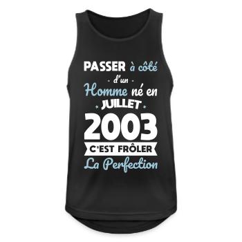 Anniversaire 20 ans - Né en Juillet 2003 - Débardeur respirant Homme - noir - Devant - Nick (188cm)