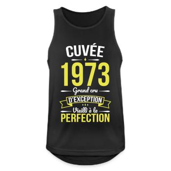 Anniversaire 50 ans - Cuvée 1973 - Cadeau Humour - Débardeur respirant Homme - noir - Devant - Nick (188cm)