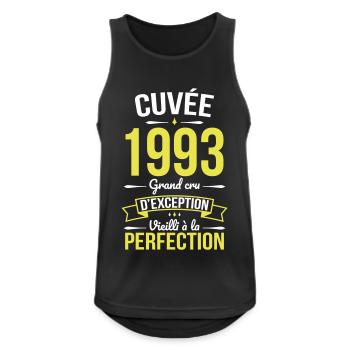 Anniversaire 30 ans - Cuvée 1993 - Cadeau Humour - Débardeur respirant Homme - noir - Devant - Nick (188cm)