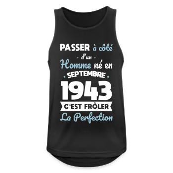 Anniversaire 81 ans - Né en Septembre 1943 - Débardeur respirant Homme - noir - Devant - Nick (188cm)