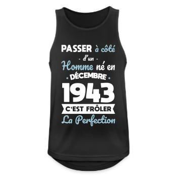 Anniversaire 81 ans - Né en Décembre 1943 - Débardeur respirant Homme - noir - Devant - Nick (188cm)