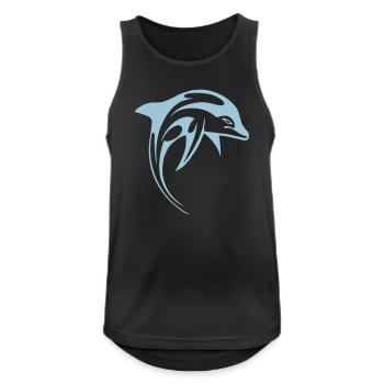 Delphin - Männer Tank Top atmungsaktiv - Schwarz - Vorne - Nick (188cm)