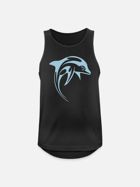 Delphin - Männer Tank Top atmungsaktiv - Schwarz