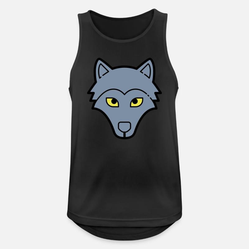 Wolf - Männer Tank Top atmungsaktiv - Schwarz