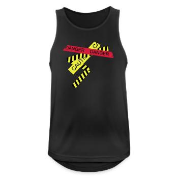 verschiedene Absperrbänder Gefahr und Vorsicht - Männer Tank Top atmungsaktiv - Schwarz - Vorne - Nick (188cm)