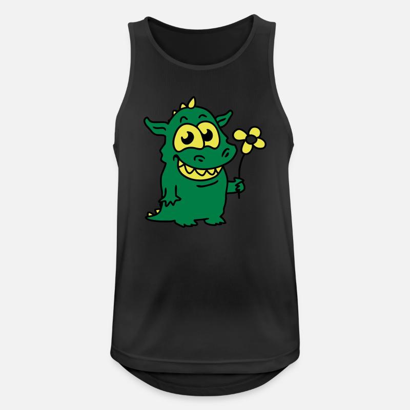 Dragon avec fleurs - Débardeur respirant Homme - noir