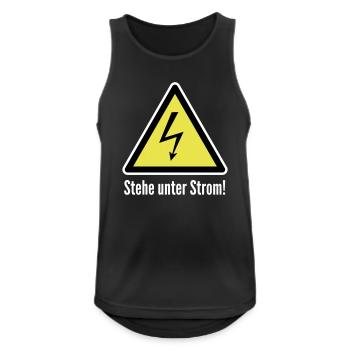 Vorsicht: Stehe unter Strom! - Männer Tank Top atmungsaktiv - Schwarz - Vorne - Nick (188cm)