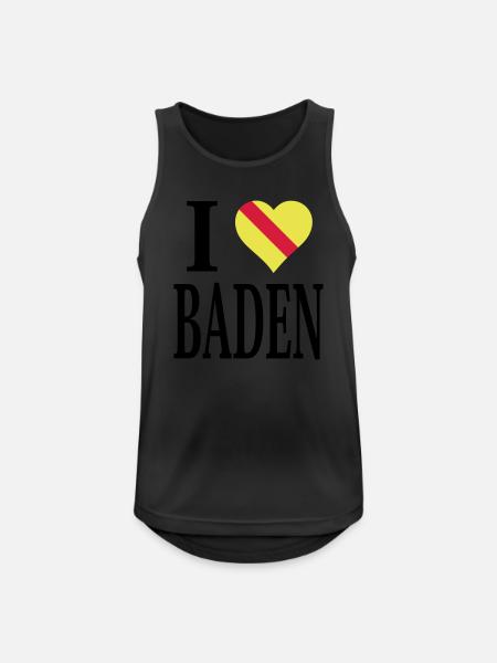 I love Baden - Männer Tank Top atmungsaktiv - Schwarz