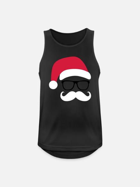 Funny Santa Claus with nerd glasses and mustache - Herre tanktop åndbar - sort