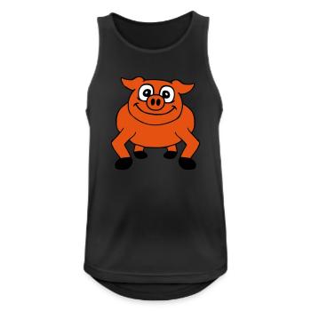 Cute cartoon comic pig peeps friendly - Men's Breathable Tank Top - black - Front - Nick (188cm)
