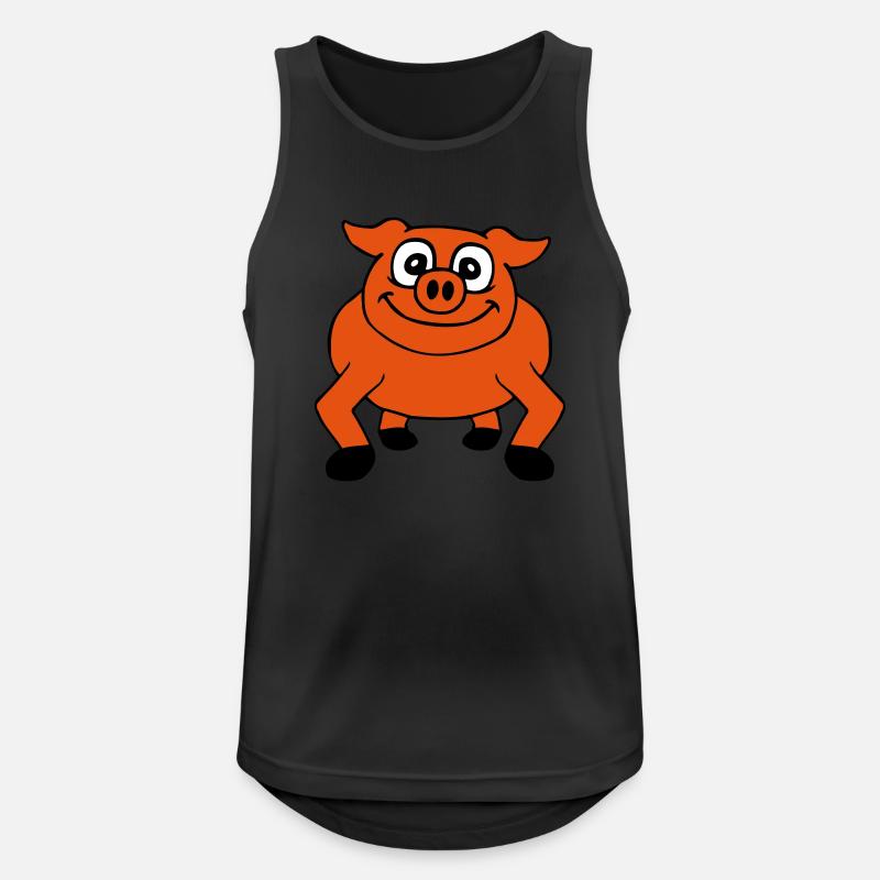 Cute cartoon comic pig peeps friendly - Men's Breathable Tank Top - black