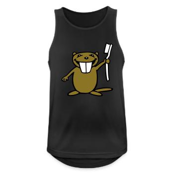 Lustiger Biber mit Zahnbürste - Männer Tank Top atmungsaktiv - Schwarz - Vorne - Nick (188cm)