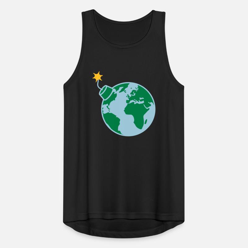 Planète globe terrestre monde rond cercle texte Débardeur respirant Homme