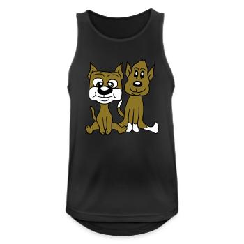 2 Hunde Freunde Sitzen Niedlich Zwei Team Crew Duo - Männer Tank Top atmungsaktiv - Schwarz - Vorne - Nick (188cm)