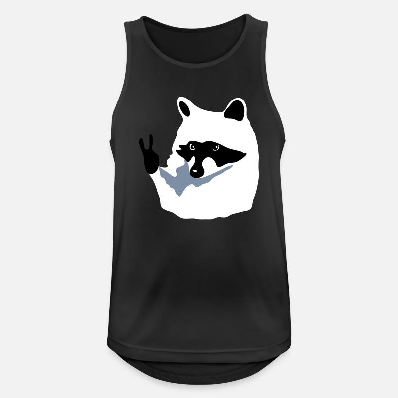 Waschbär-Peace - Männer Tank Top atmungsaktiv - Schwarz