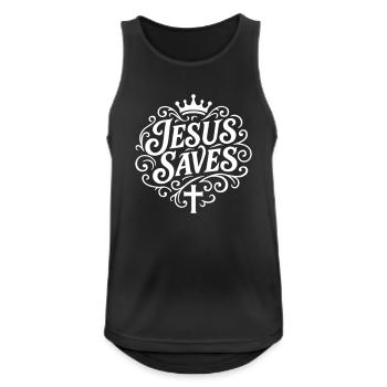 Jesus Rettet Christlich - Männer Tank Top atmungsaktiv - Schwarz - Vorne - Nick (188cm)