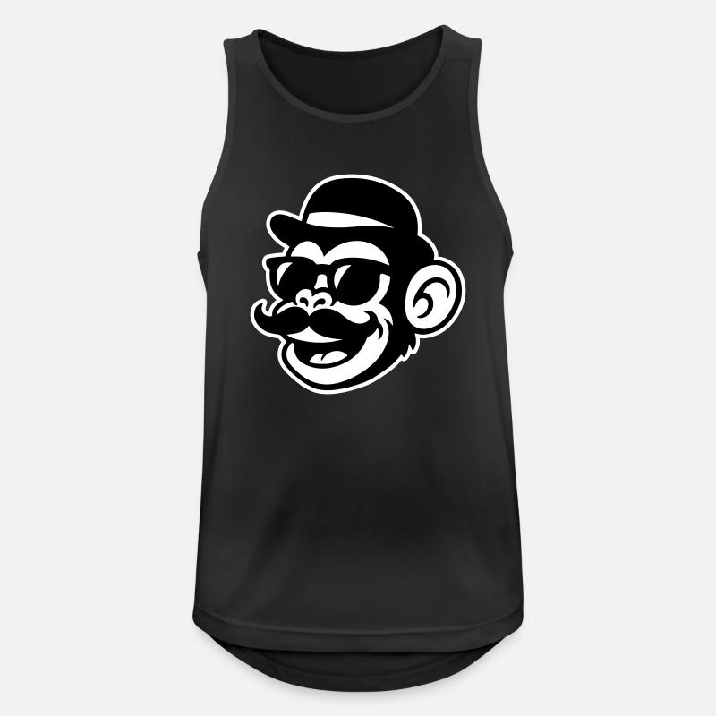 Affe Sir Mustache - Männer Tank Top atmungsaktiv - Schwarz